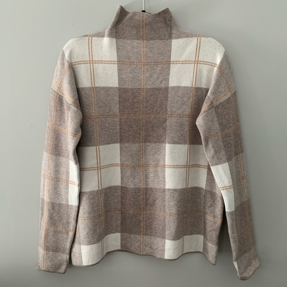 RACHEL ZOE Neutral Plaid Fall Sweater